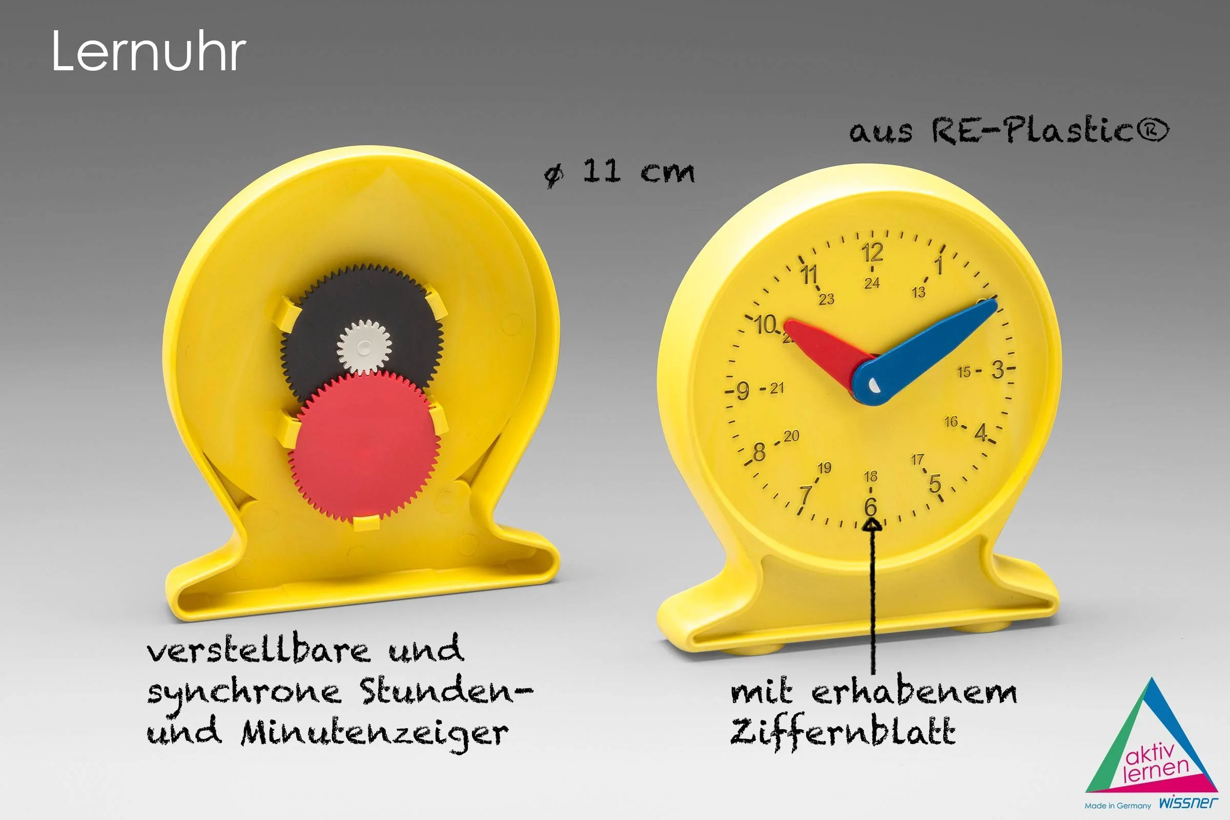 Lernuhr – Uhrzeit lernen mit synchronem Uhrwerk